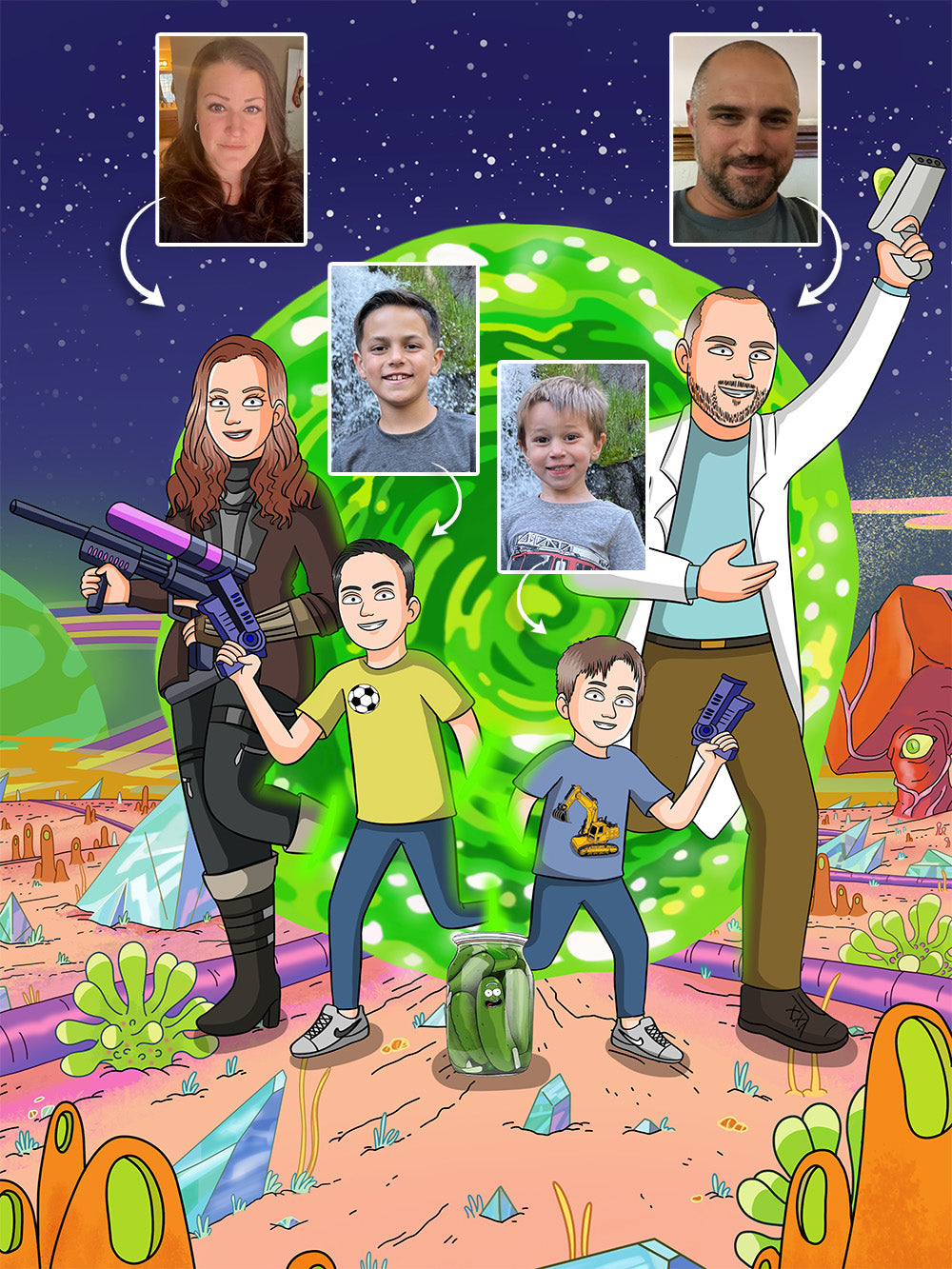 Rick and Morty Style Custom Portrait